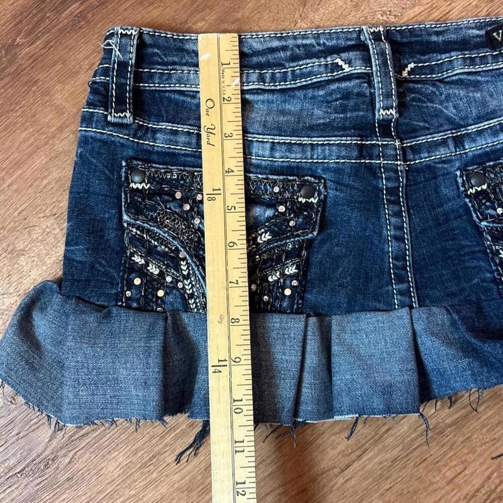 y2k mcbling micro denim low rise mini skirt reworked vigoss - Picture 6 of 8